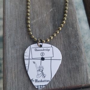 NYC Guitar Pick map necklace